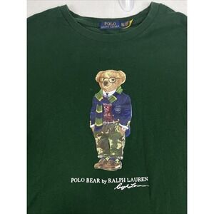 Polo Ralph Lauren Shirt Men's 3XLT Green Teddy Bear RL Varsity College T Cotton